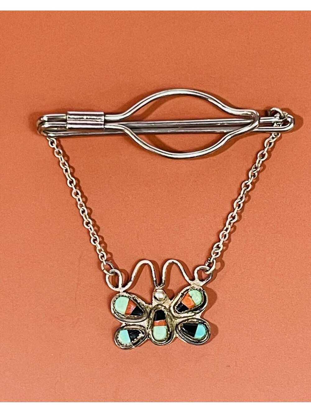 1950’s Vintage Zuni Butterfly Channel Inlay Tie Bar Clip